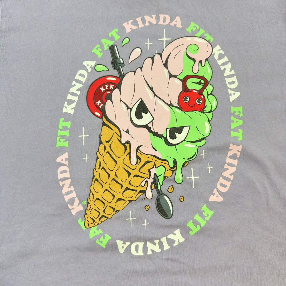 Kinda Fit Kinda Fat Apparel Mens XL Purple‎ Ice Cream Graphic T-Shirt Cotton Gym